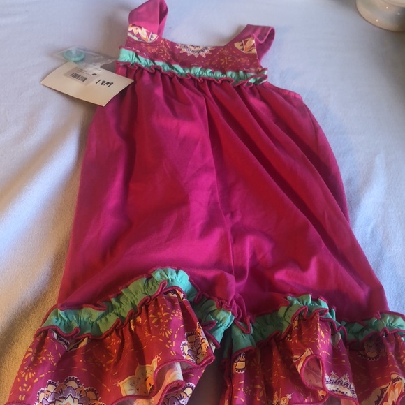 Girls NWT ruffled boho colorful pink summer one piece romper jumper - Picture 11 of 13
